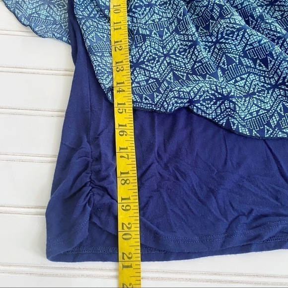 Blue blouse with overlay sheer poncho Size M - Picture 4 of 8